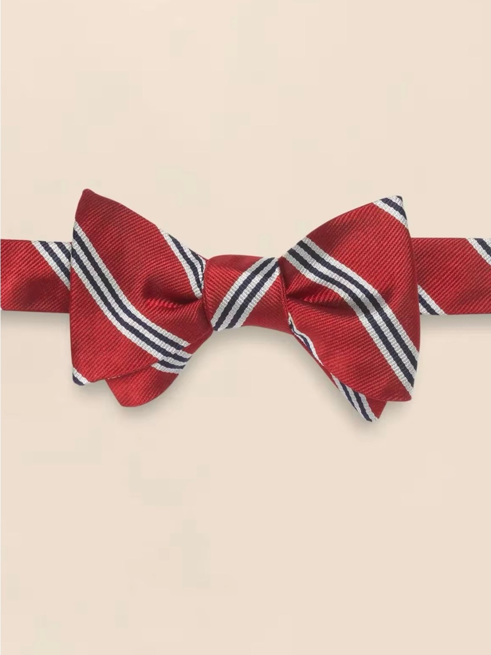 RP$98.50 Brooks Brothers Red Bow Tie with Navy and White Stripes